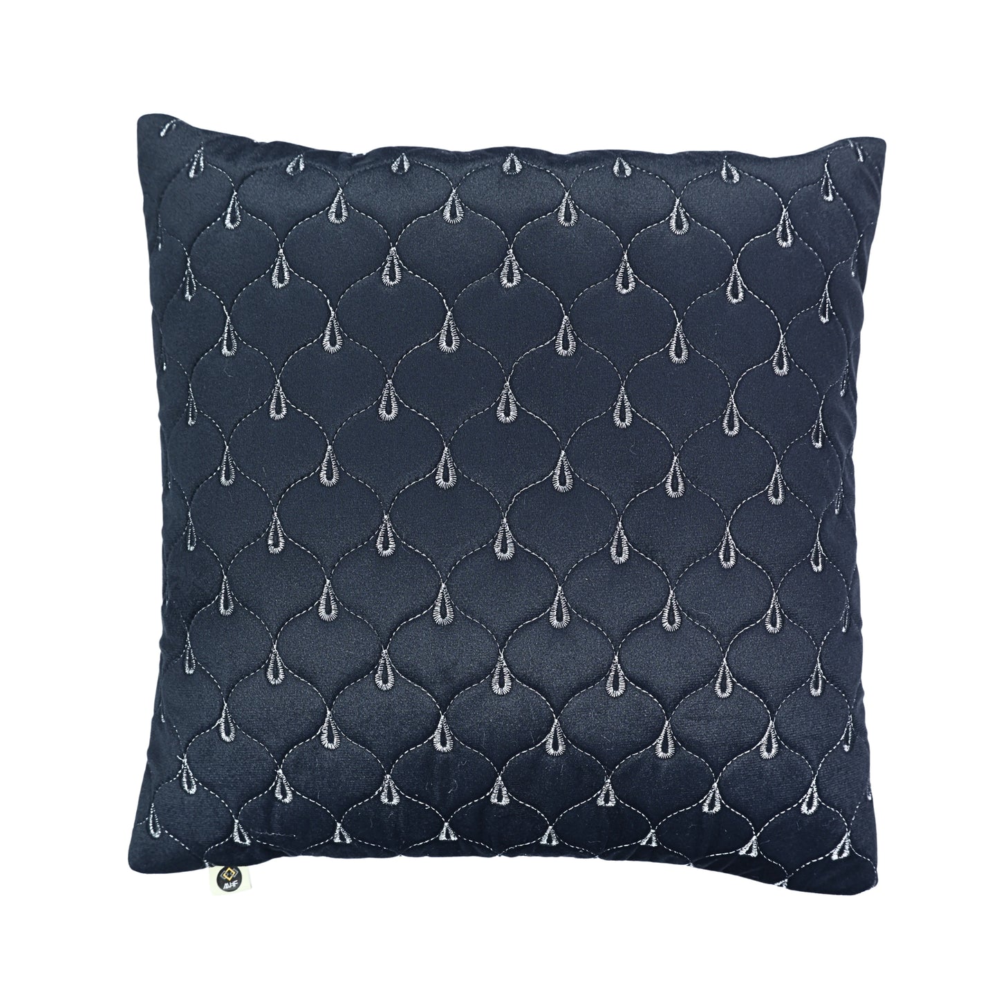 Stone Grey Color Zari Thread Quilted Cushion Cover | 16 x 16 | (40cmx 40cm)