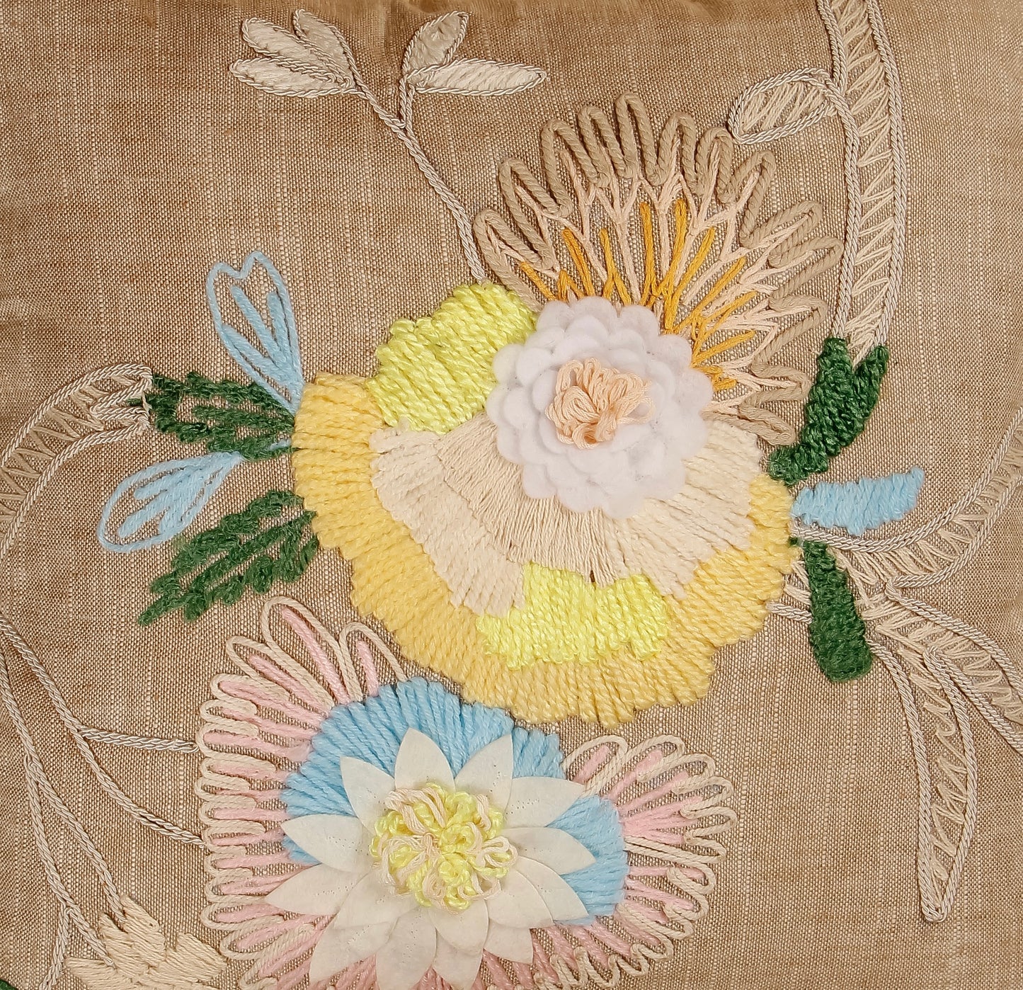 TrueIndia Lite Jute with Multicolor Floral Pattern Cushion Cover without filler | 16” x 16” |