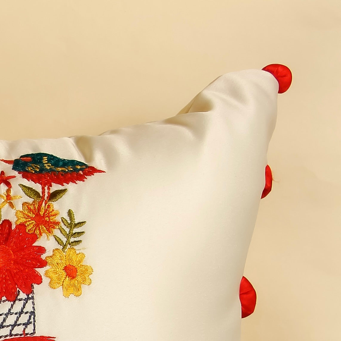 TrueIndia Off-white with bicycle Pattern Cushion Cover without fillers | 16” x 16” |