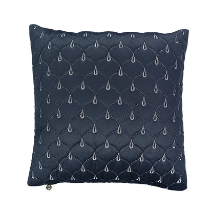 Stone Grey Color Zari Thread Quilted Cushion Cover | 16 x 16 | (40cmx 40cm)