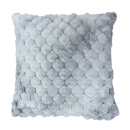Dual Tone White and Ash grey Imported Rabbit Fur Fabric Cushion Cover | 16 x 16 | (40cm x 40cm)