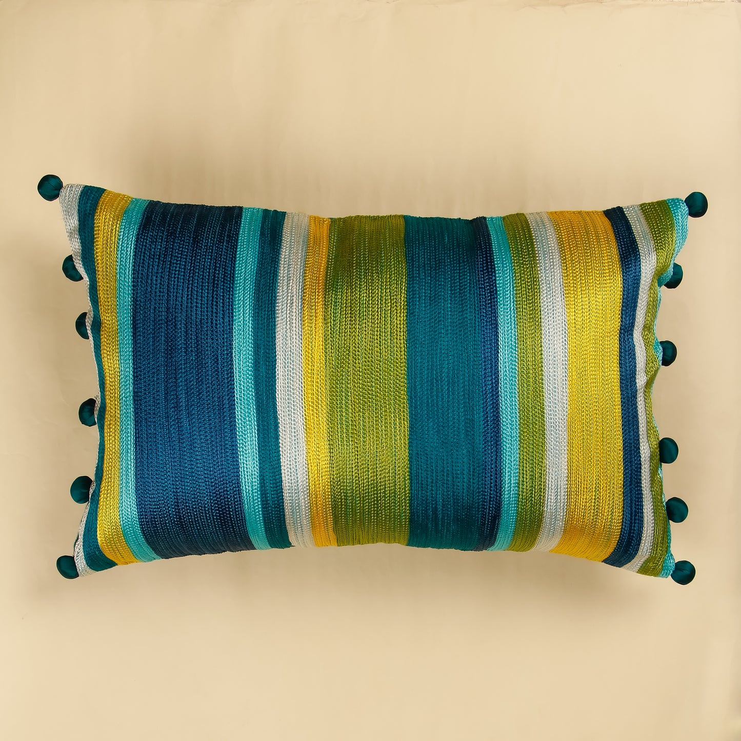 TrueIndia Multicolor Stripes Abstract Pattern Cushion Covers without Filler | 12”x18” |