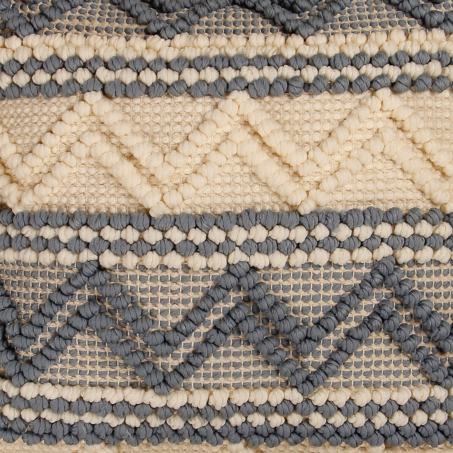 TrueIndia Beige and Blue Knotted  Abstract Pattern Cushion without filler | 16” x 16” |