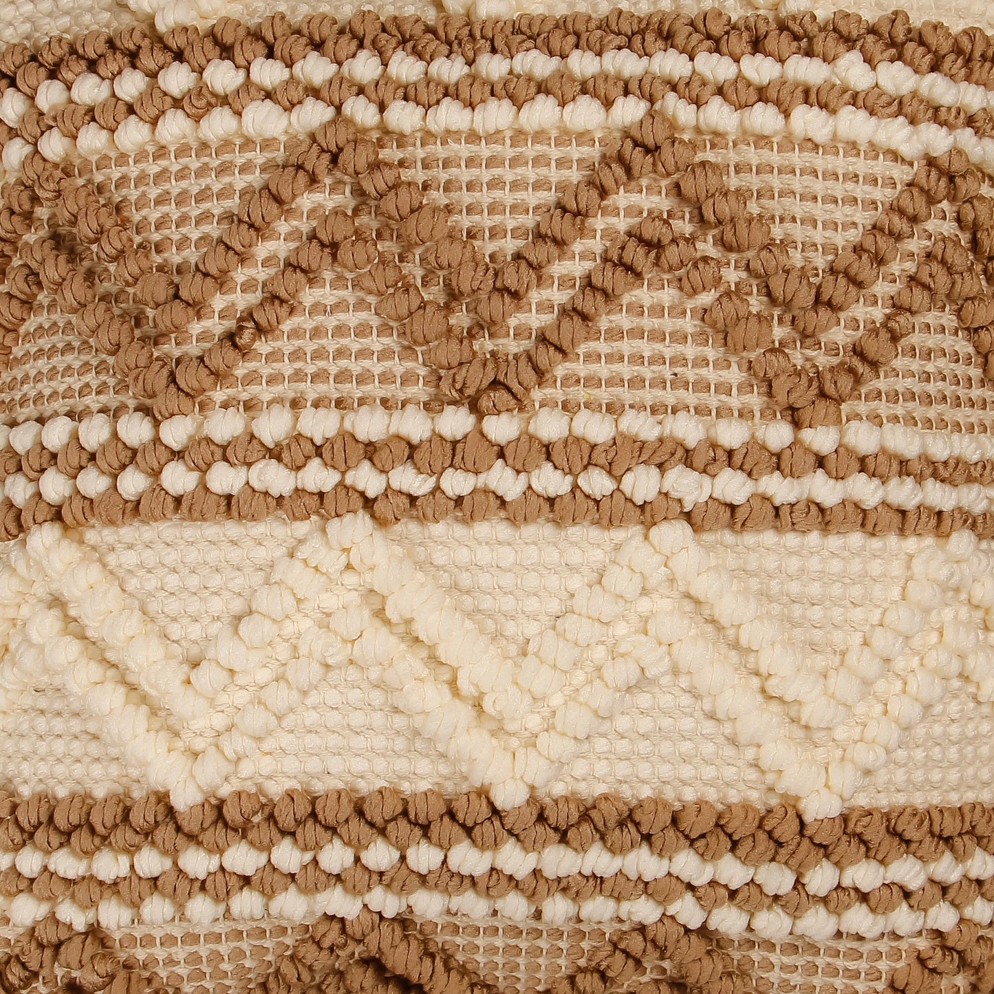 TrueIndia Beige Knotted  Abstract Pattern Cushion without filler | 16” x 16” |