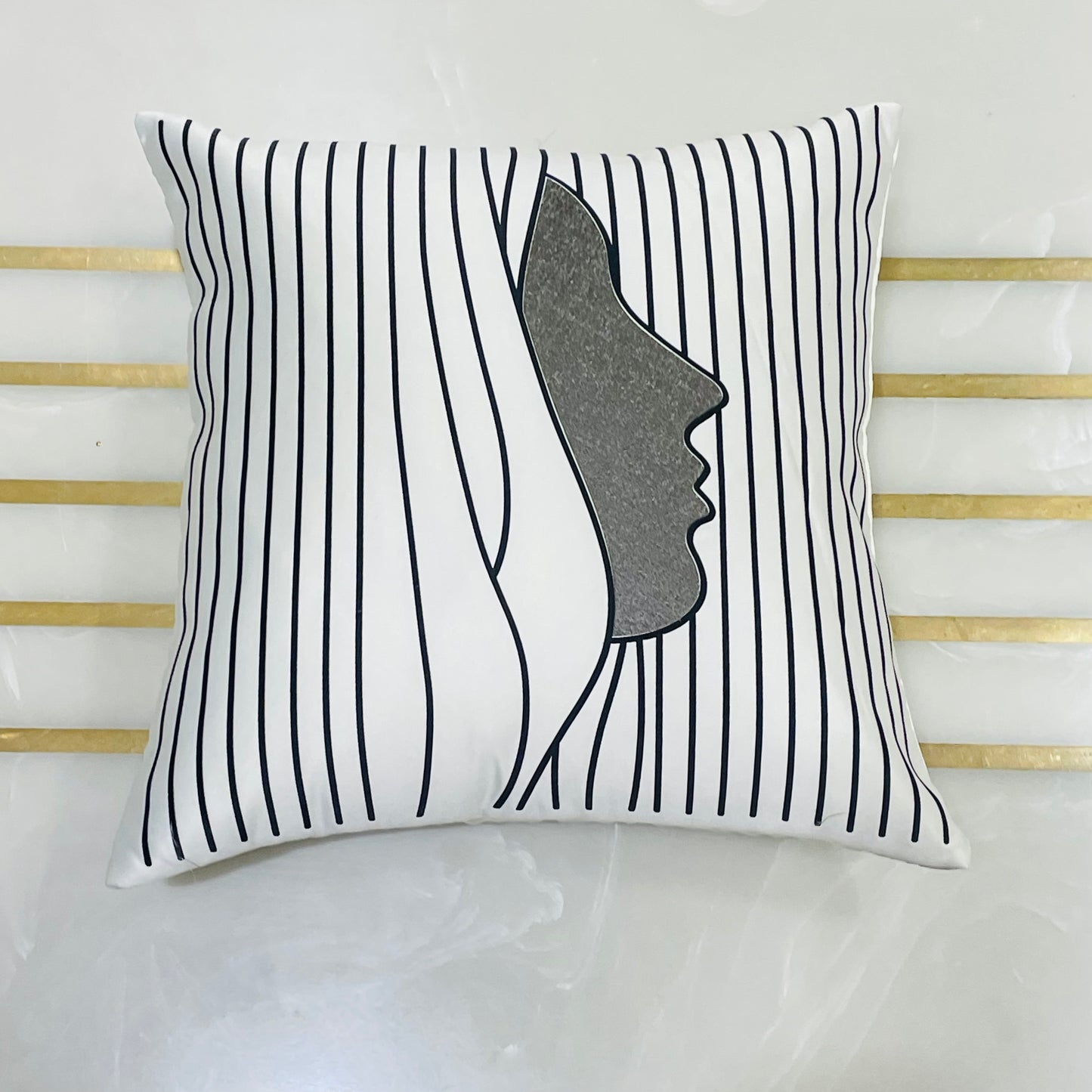 TrueIndia White Abstract Cushion Covers without Filler | 16”x16” |