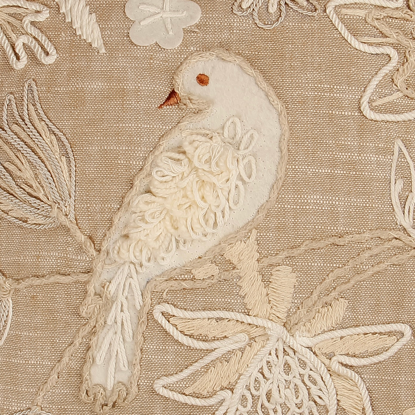 TrueIndia Lite Jute with Beige  Floral Pattern Cushion Cover without filler | 16” x 16” |