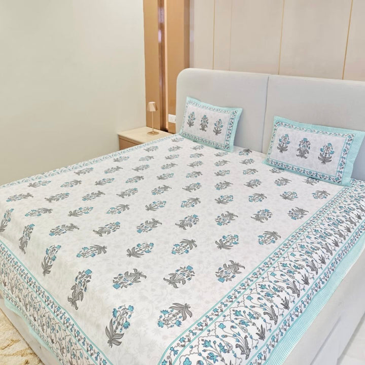 Wild Fern Cotton Bedsheet- Green