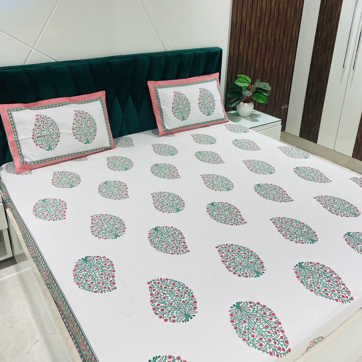 Petal Lane Cotton Bedsheet- Red
