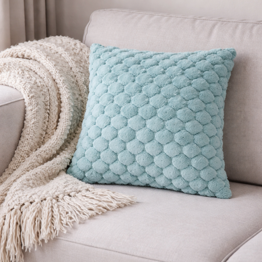 Imported Rabbit Fur Super Soft Hexagon Pattern Cushion Cover | 16 x 16 | (40cm x 40cm)