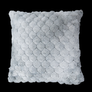 Dual Tone White and Ash grey Imported Rabbit Fur Fabric Cushion Cover | 16 x 16 | (40cm x 40cm)