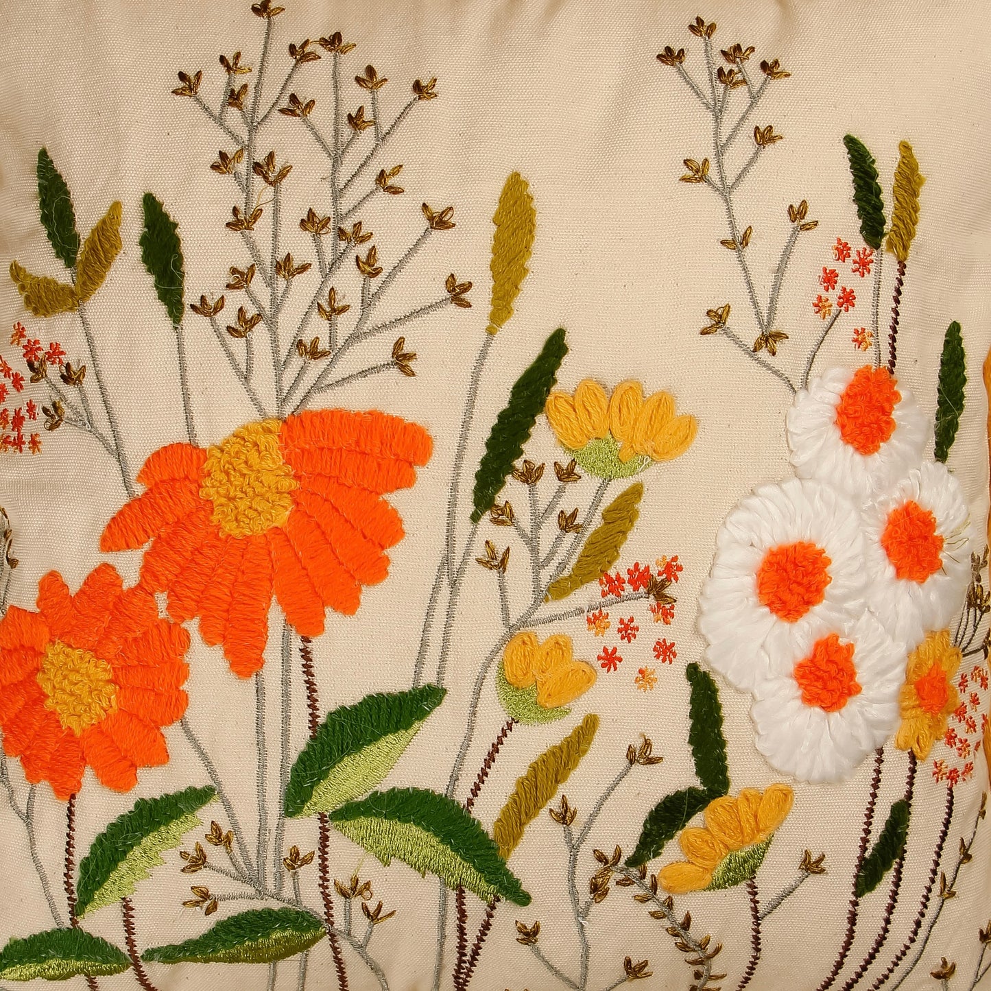 TrueIndia White Multicolor Floral Pattern Cushion Cover without filler | 16” x 16” |