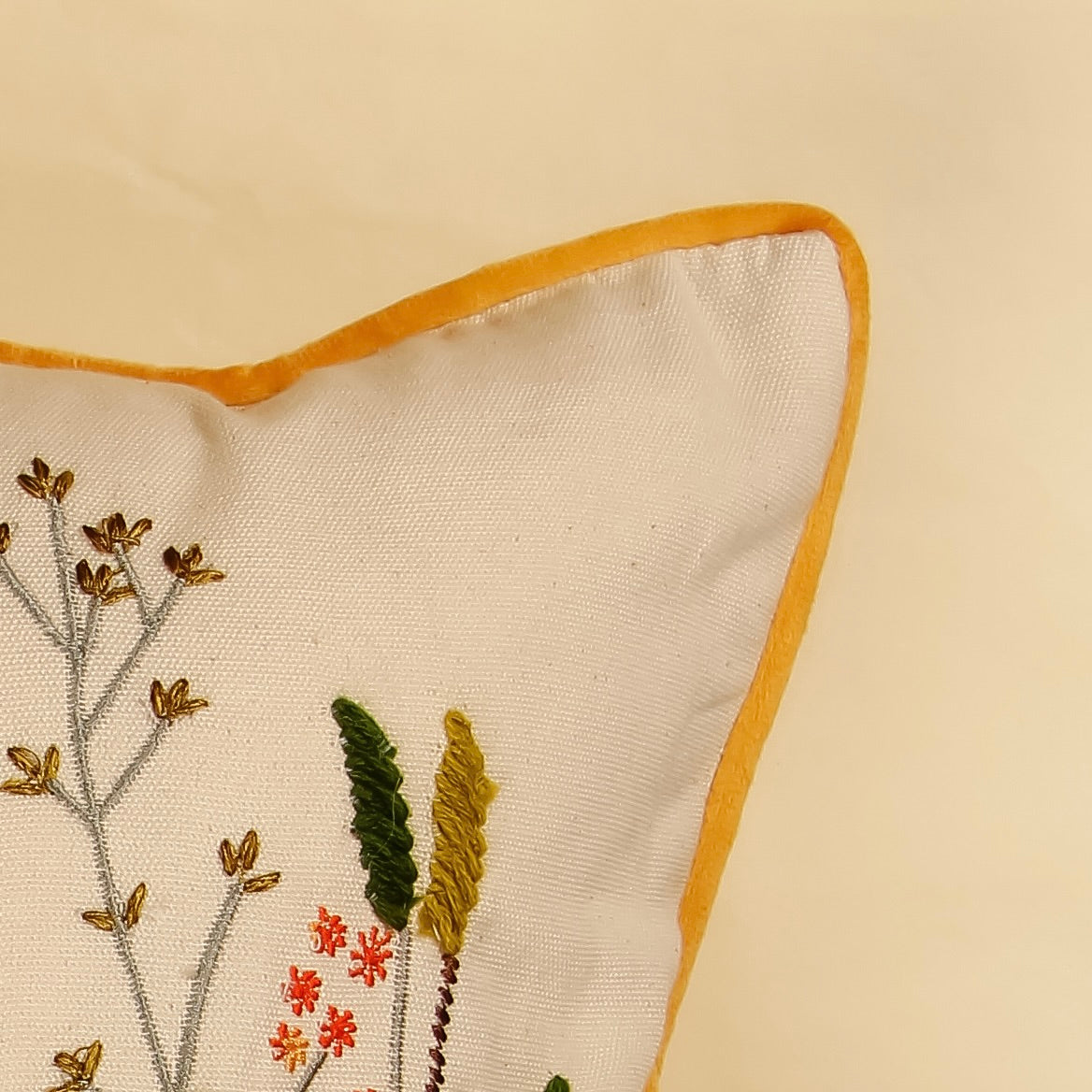 TrueIndia White Multicolor Floral Pattern Cushion Cover without filler | 16” x 16” |