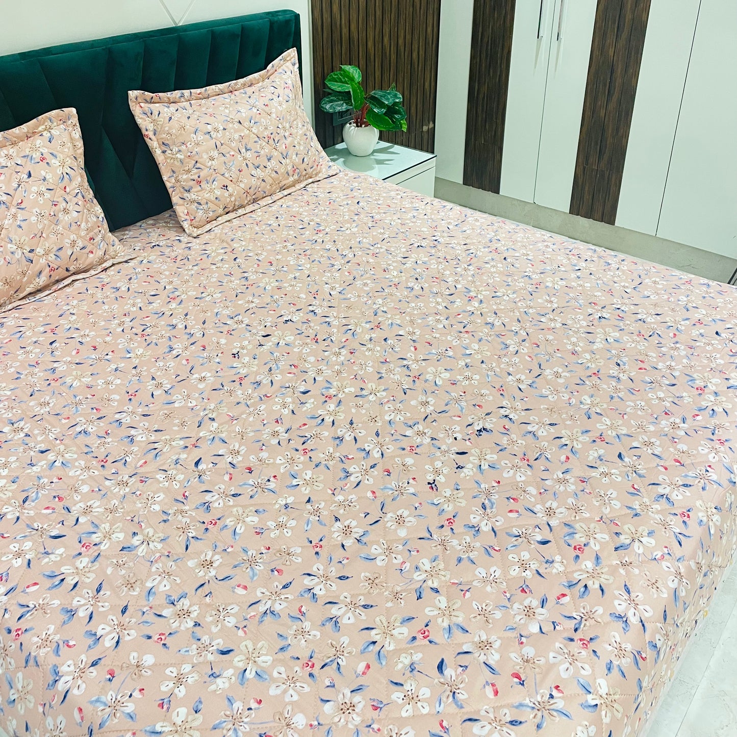 TrueIndia Micro Quilted Bed-Spread  with Matching Pillow Covers | 90"x100" |