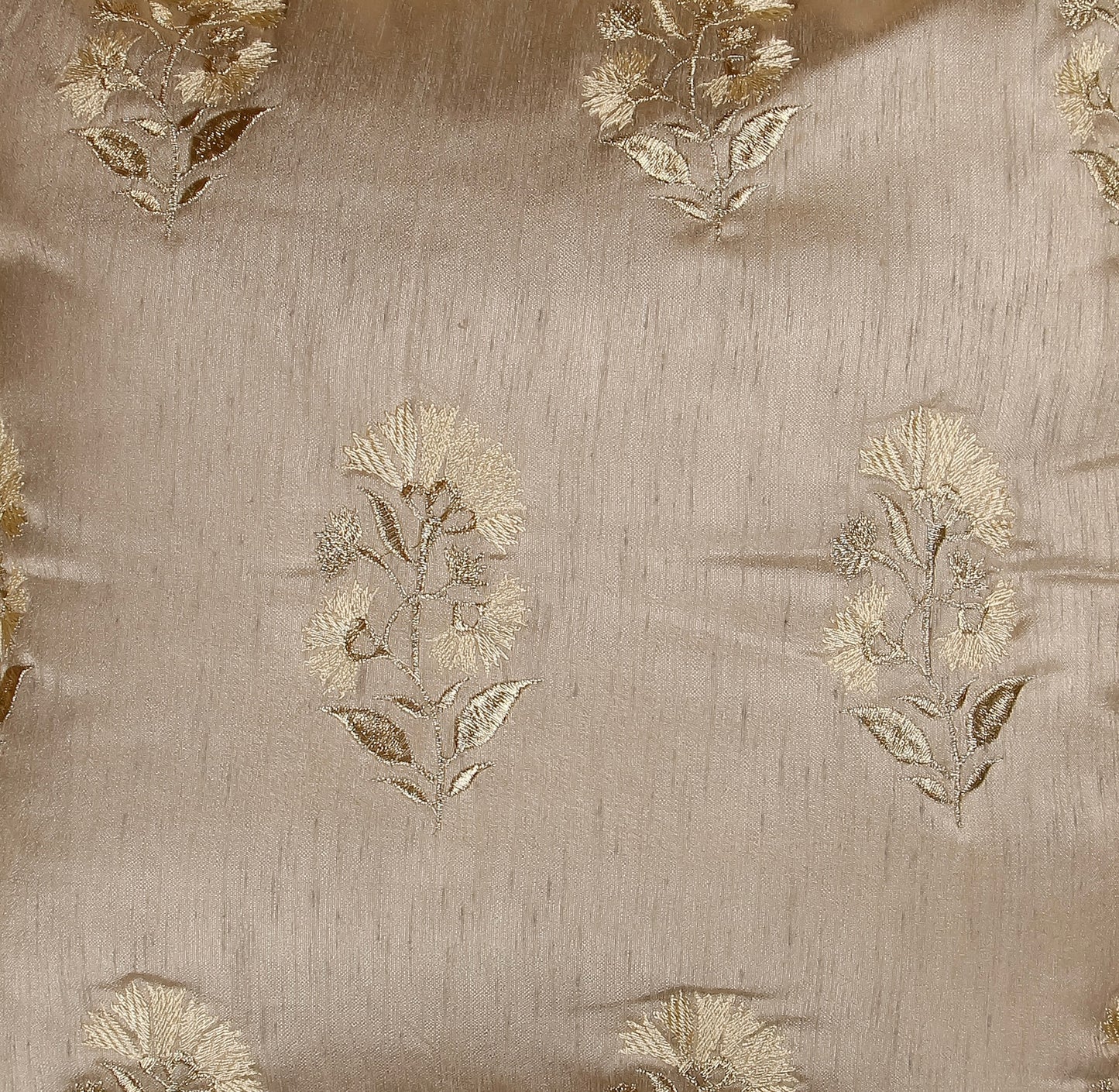 TrueIndia Copper and Golden Floral Pattern Silk Pillow Cover without filler  |16” x 16” |