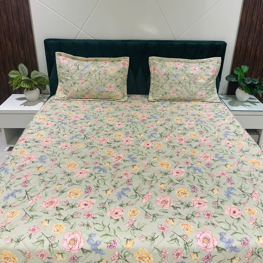 Micro Quilted Bed-Spread with Co-ordinated Pillow Covers | 90"x100" |