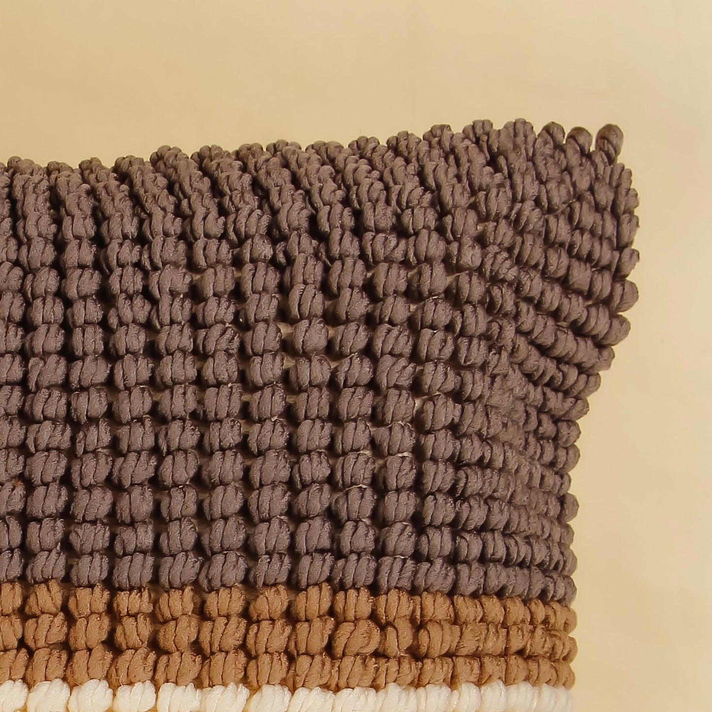 TrueIndia Jute Knotted Wool Multicolor Abstract Pattern Cushion without filler | 16” x 16” |