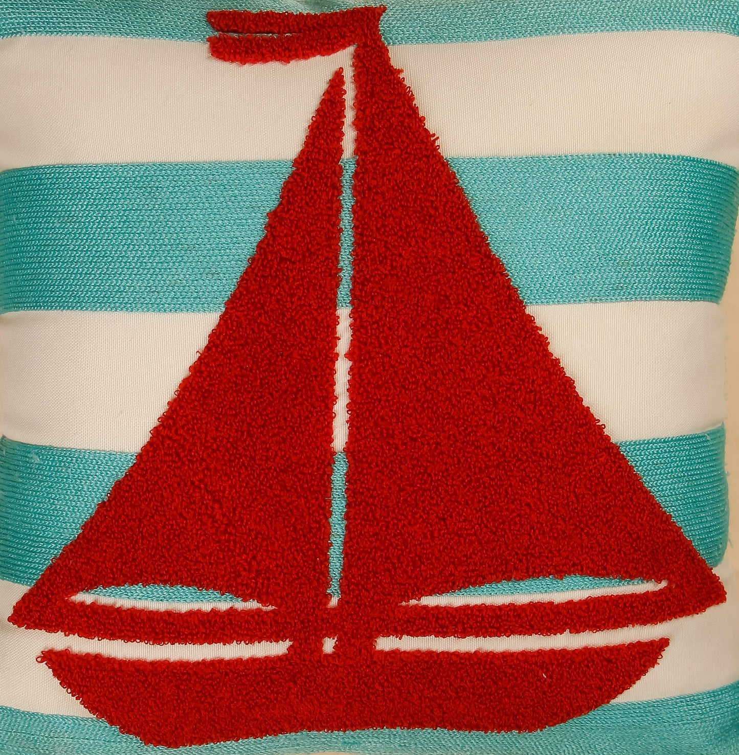 TrueIndia White & Blue Stripes with Red Boat Cushion Cover without Filler | 16”x16” |