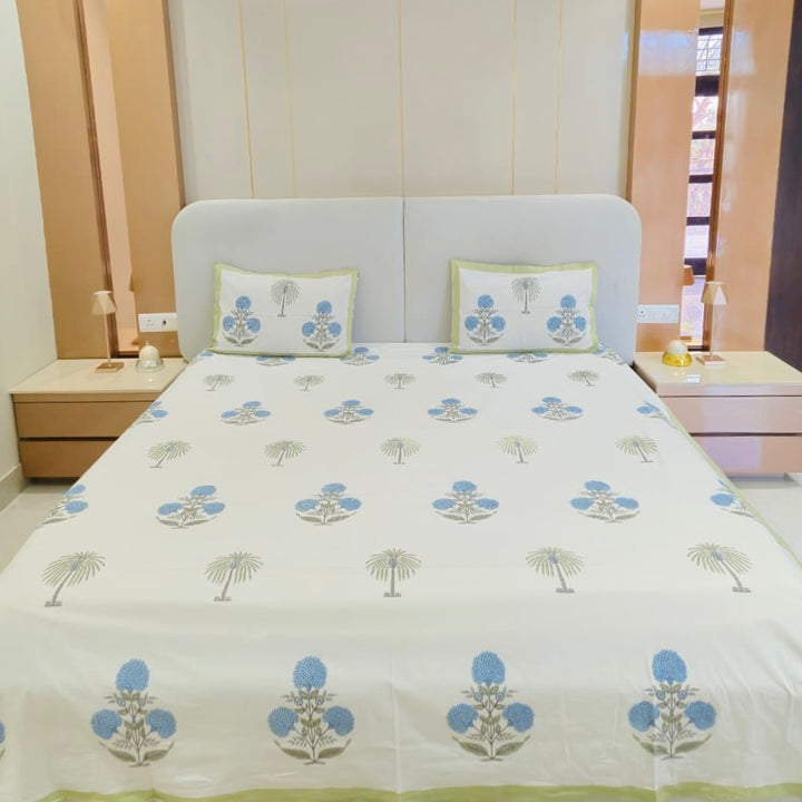 Marigold Bloom Bedsheet-Blue