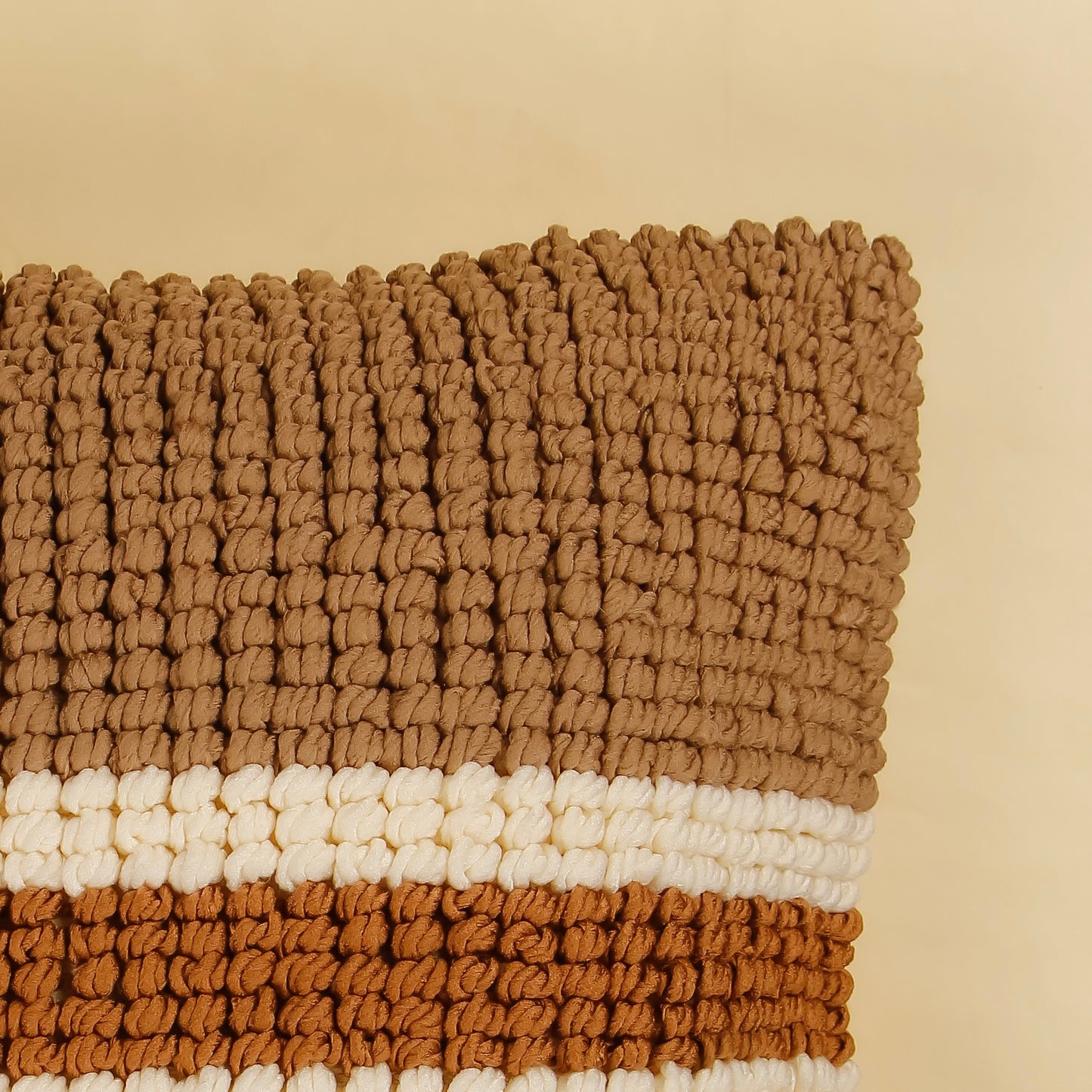 TrueIndia Jute Knotted Wool Multicolor Abstract Pattern Cushion without filler | 16” x 16” |